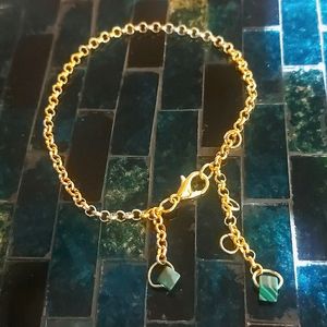 Malachite simple gold tone bracelet